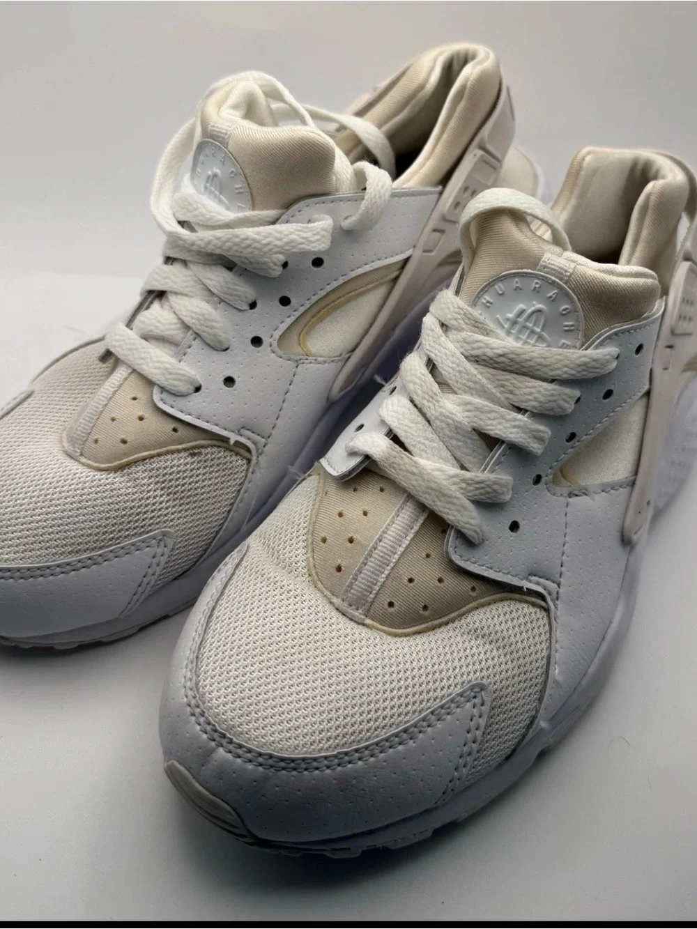 Nike Kids White and Tan Lace-Up Sneakers 6.5
